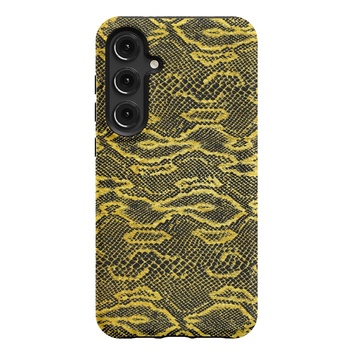 Galaxy S24 Plus StrongFit Black and Gold Snake Skin I by Art Design Works
