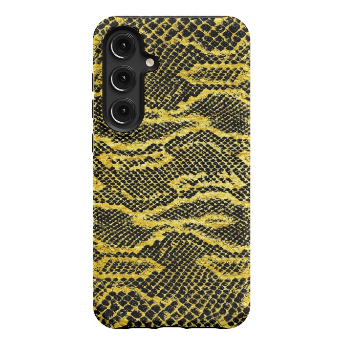 Galaxy S24 Plus StrongFit Black and Gold Snake Skin II by Art Design Works