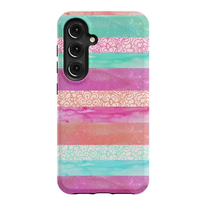 Galaxy S24 StrongFit Tropical Stripes by Tangerine-Tane