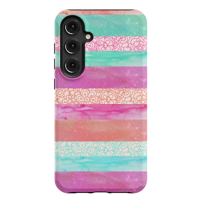 Galaxy S24 Plus StrongFit Tropical Stripes by Tangerine-Tane