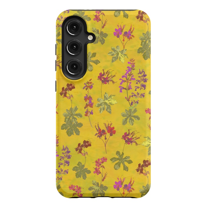 Galaxy S24 Plus StrongFit Cottage Garden Floral Yellow by Lotti Brown