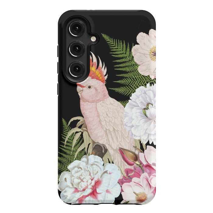 Galaxy S24 Plus StrongFit Vintage Cockatoo in Flower Jungle by  Utart