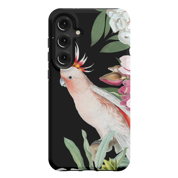 Galaxy S24 Plus StrongFit Vintage Pink Cockatoo with Tropical Flowers by  Utart