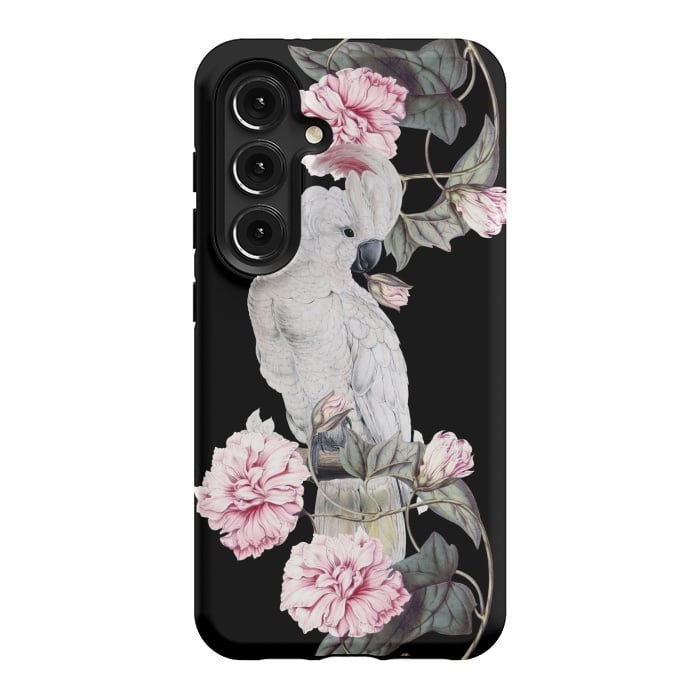 Galaxy S24 StrongFit Nostalgic White Cockatoo With Pink Flowers by  Utart