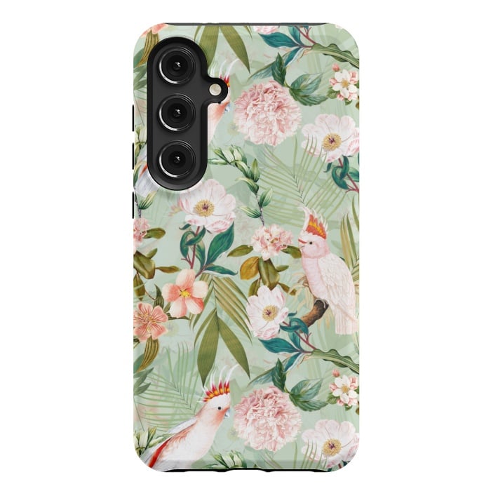 Galaxy S24 Plus StrongFit Vintage Cockatoos Flowers Jungle by  Utart