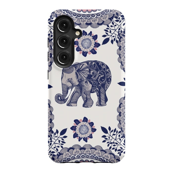 Galaxy S24 StrongFit Floral Elephant by Rose Halsey