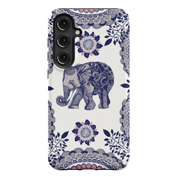 Galaxy S24 Plus StrongFit Floral Elephant by Rose Halsey