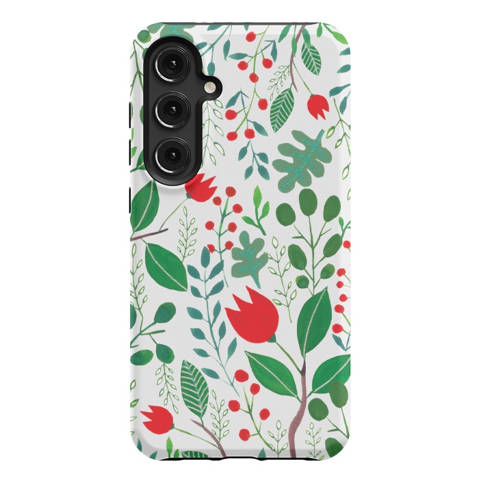 Galaxy S24 Plus StrongFit Christmas Floral 2 White by Hanny Agustine