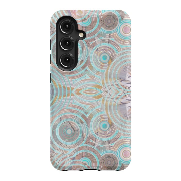 Galaxy S24 StrongFit Pastel playful African inspired circle sketch pattern by Oana 