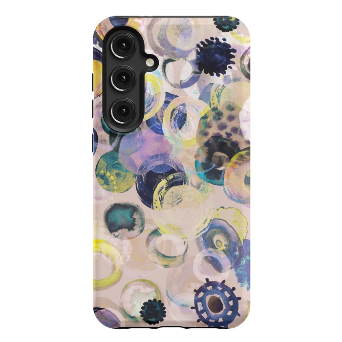 Galaxy S24 Plus StrongFit Colorful playful watercolour dots by Oana 