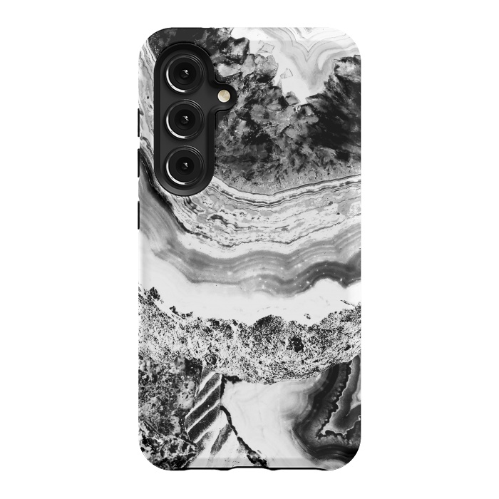 Galaxy S24 StrongFit Black and white geode marble art by Oana 