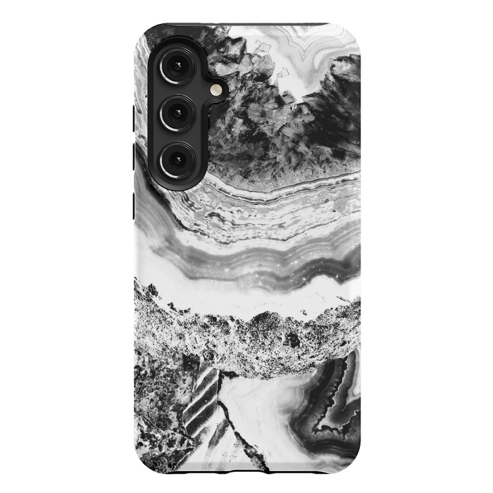 Galaxy S24 Plus StrongFit Black and white geode marble art by Oana 