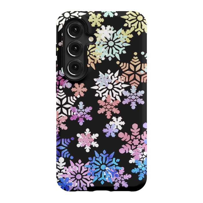 Galaxy S24 StrongFit Rainbow colourful snowflakes Christmas pattern by Oana 