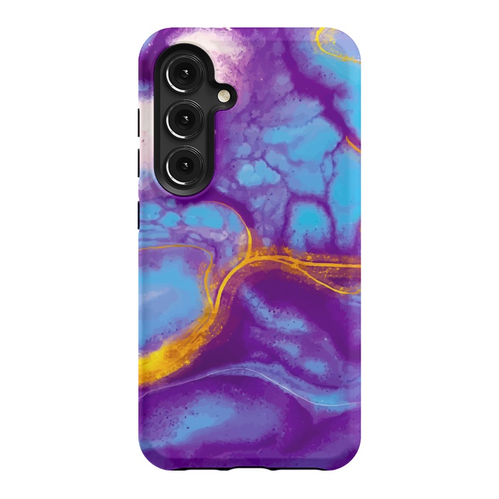 Galaxy S24 StrongFit blue purple gold marble by haroulita