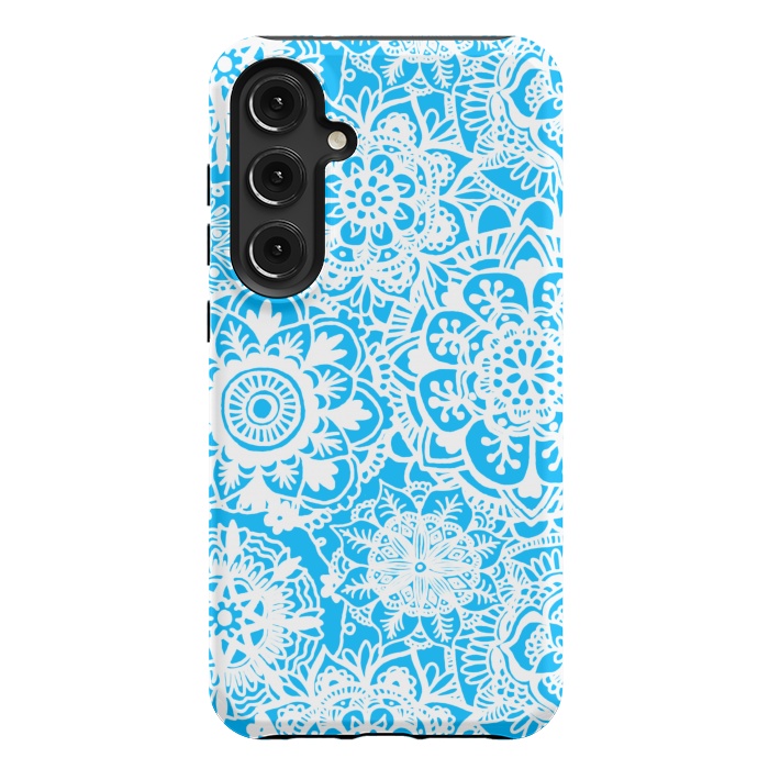 Galaxy S24 Plus StrongFit Blue and White Mandala Pattern by Julie Erin Designs