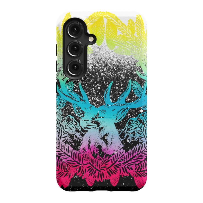 Galaxy S24 StrongFit Gradient reindeer and pine leaves illustration by Oana 