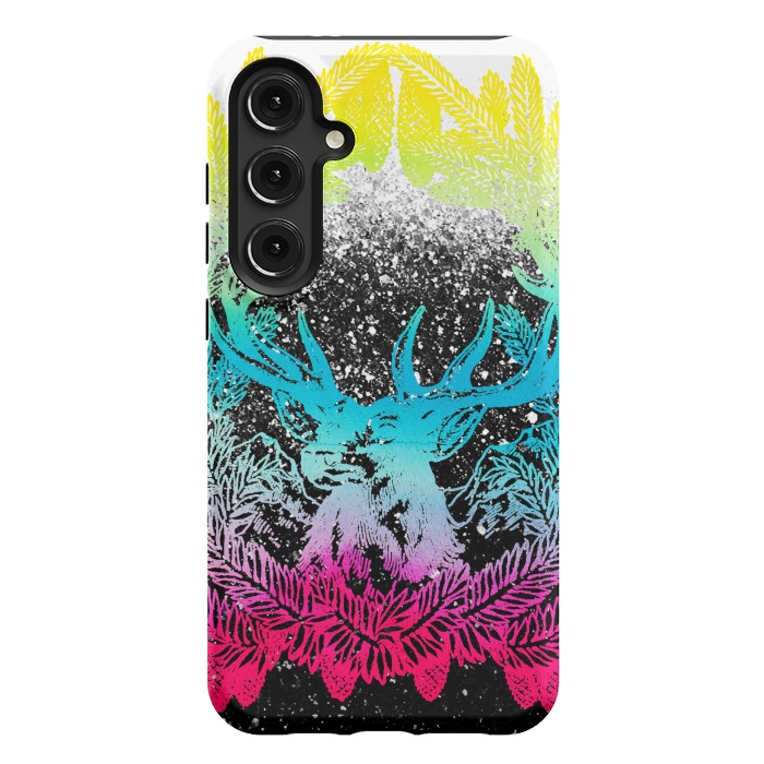 Galaxy S24 Plus StrongFit Gradient reindeer and pine leaves illustration by Oana 