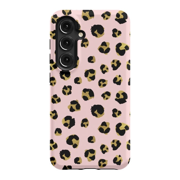 Galaxy S24 StrongFit Pink and gold leopard by Julia Badeeva