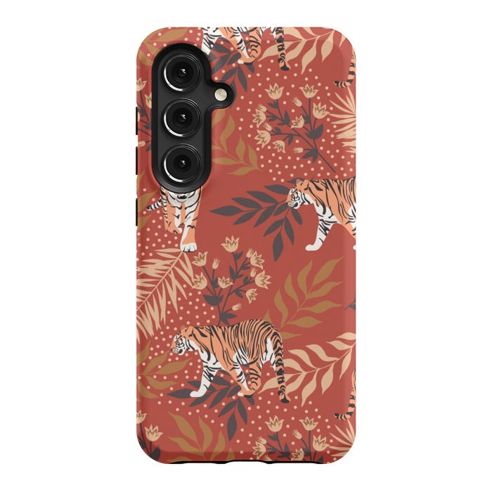 Galaxy S24 StrongFit Tigers. Red pattern by Julia Badeeva