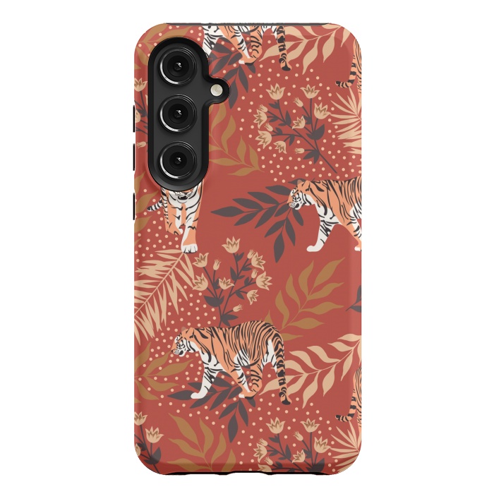 Galaxy S24 Plus StrongFit Tigers. Red pattern by Julia Badeeva