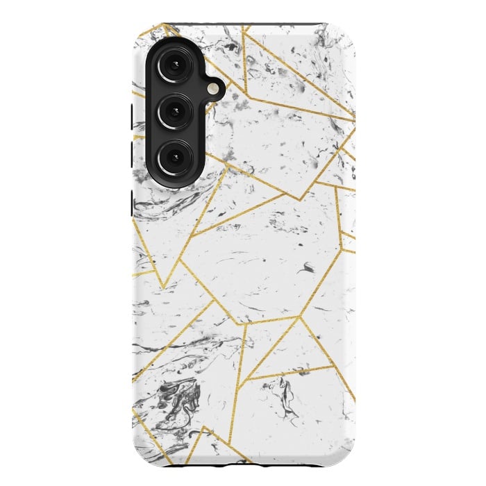 Galaxy S24 Plus StrongFit White marble and gold frame by Julia Badeeva