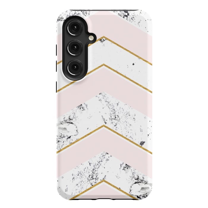 Galaxy S24 Plus StrongFit Marble. Pink and gold by Julia Badeeva