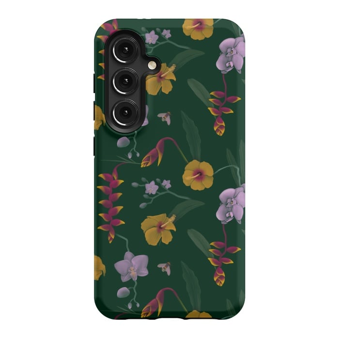 Galaxy S24 StrongFit Heliconia & Hibiscus by Tishya Oedit