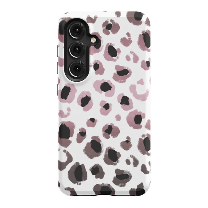 Galaxy S24 StrongFit Pink brown leopard print spots by Oana 