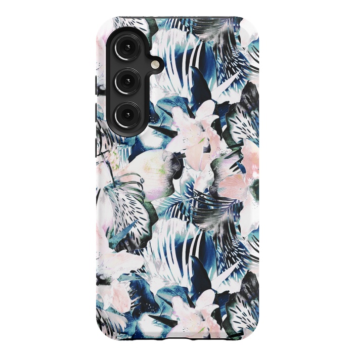 Galaxy S24 Plus StrongFit Jungle leaves and flowers by Oana 