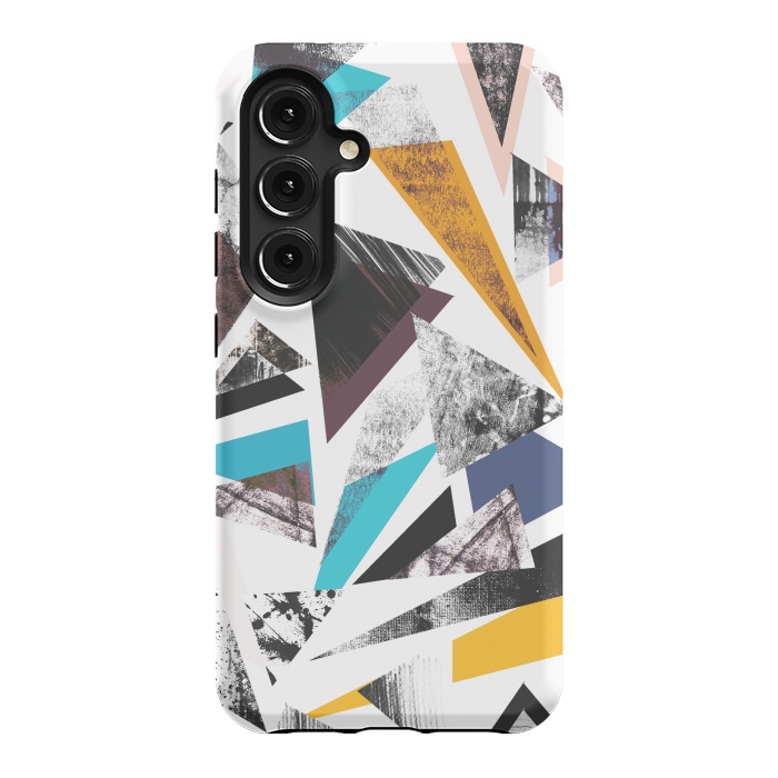 Galaxy S24 StrongFit Colorful textured triangles by Oana 