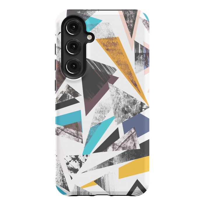 Galaxy S24 Plus StrongFit Colorful textured triangles by Oana 