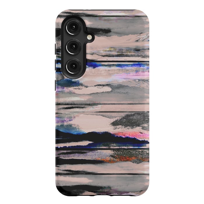 Galaxy S24 Plus StrongFit Mountain landscape brushed painted pattern by Oana 