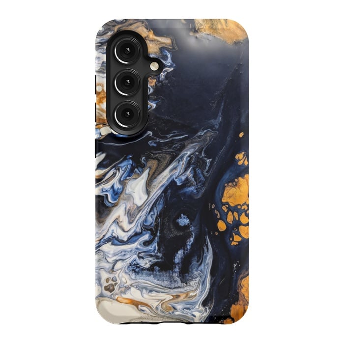 Galaxy S24 StrongFit Black and golden abstract painting  by Winston