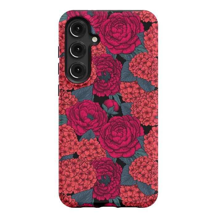Galaxy S24 Plus StrongFit Peony and hydrangea in red by Katerina Kirilova