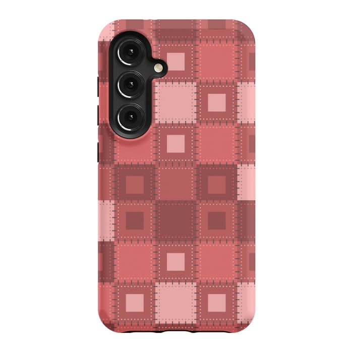 Galaxy S24 StrongFit RED WHITE PATCHWORK by MALLIKA