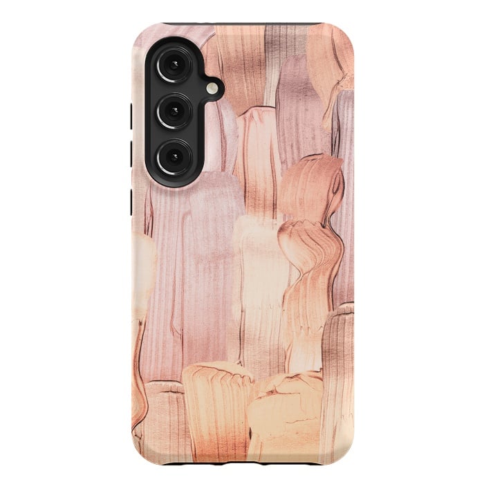 Galaxy S24 Plus StrongFit Copper Blush Gold  Acrylic Brush Strokes by  Utart