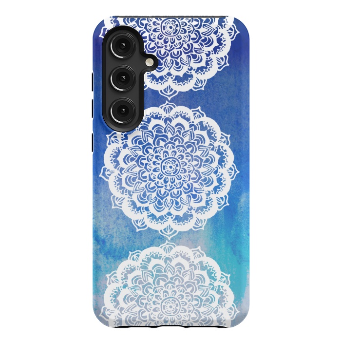 Galaxy S24 Plus StrongFit Intricate Mandala on Watercolor Blue by Tangerine-Tane