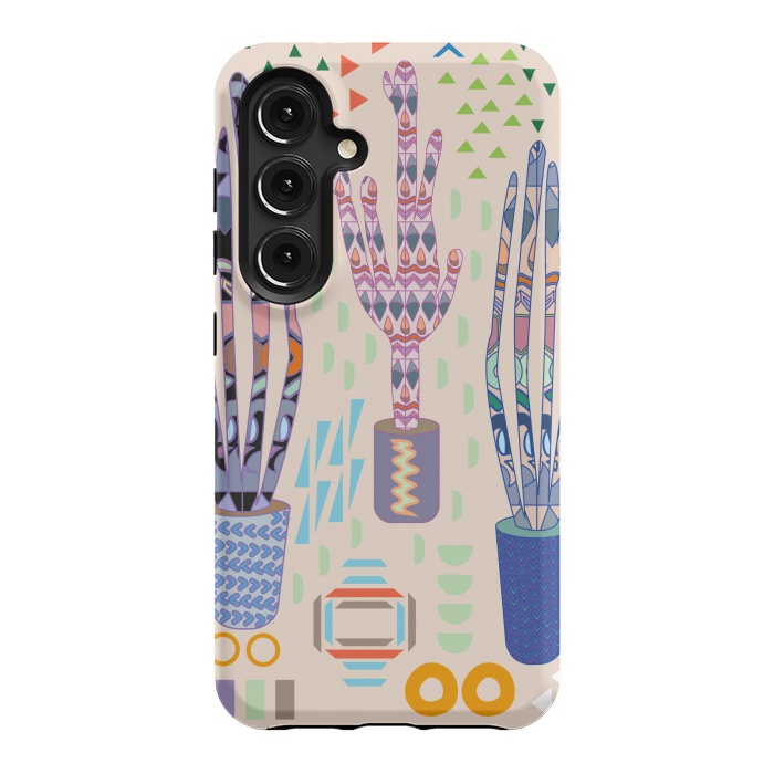 Galaxy S24 StrongFit Cactus desert with pattern by Nina Leth