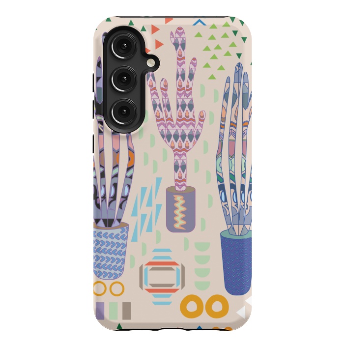 Galaxy S24 Plus StrongFit Cactus desert with pattern by Nina Leth
