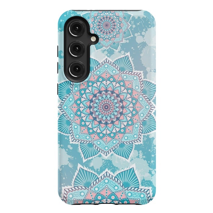 Galaxy S24 Plus StrongFit Flower mandala turquoise blue by Jms
