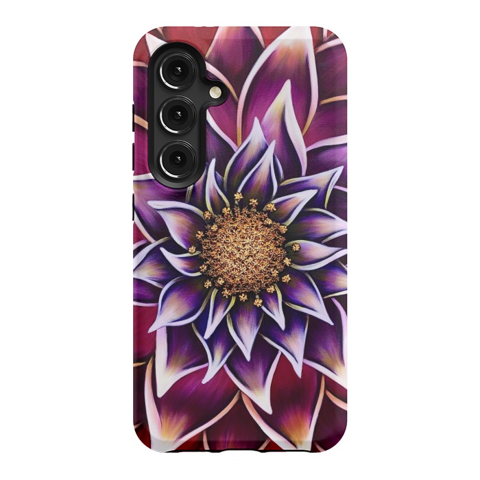 Galaxy S24 StrongFit Gilded Dahlia by Denise Cassidy Wood