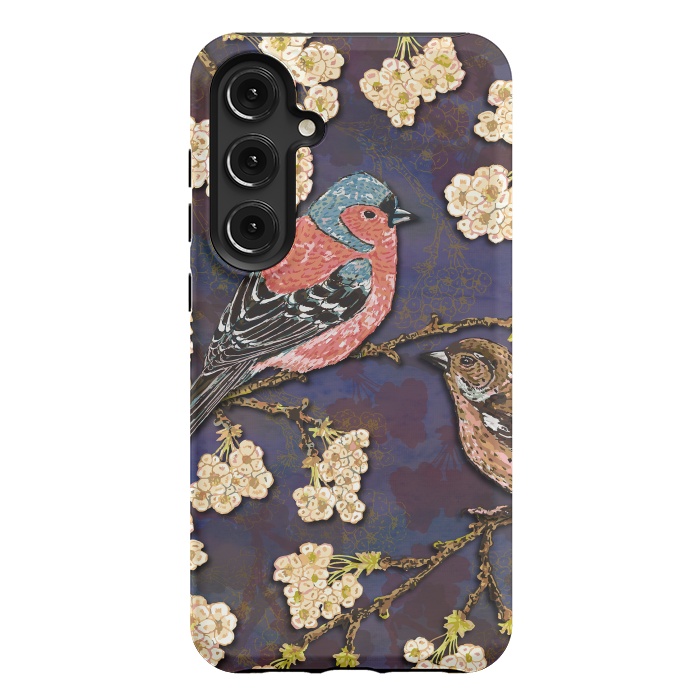 Galaxy S24 Plus StrongFit Chaffinches in Cherry Blossom by Lotti Brown