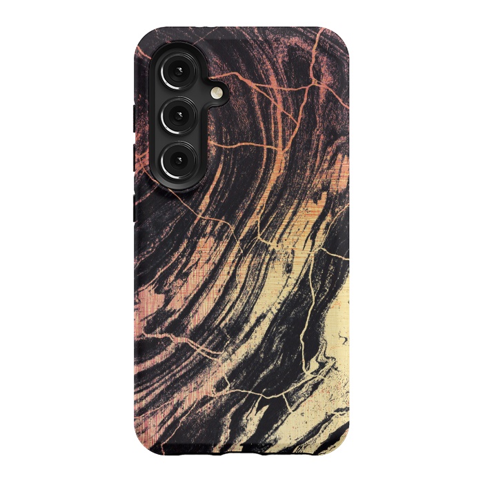 Galaxy S24 StrongFit Gold marble brush strokes by Oana 