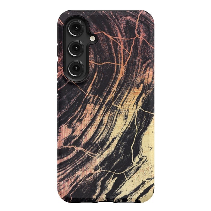Galaxy S24 Plus StrongFit Gold marble brush strokes by Oana 