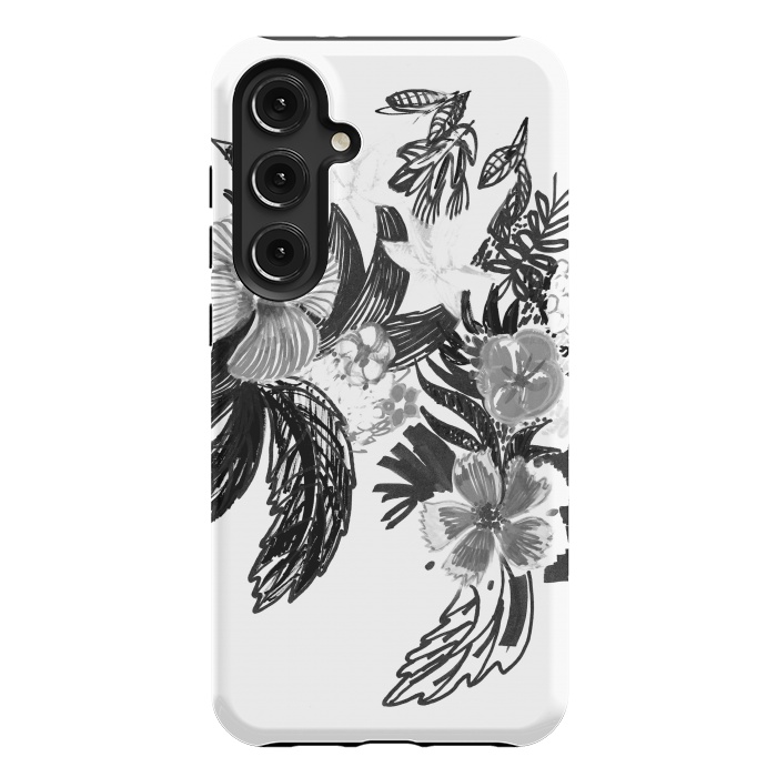 Galaxy S24 Plus StrongFit Black ink sketched flowers by Oana 