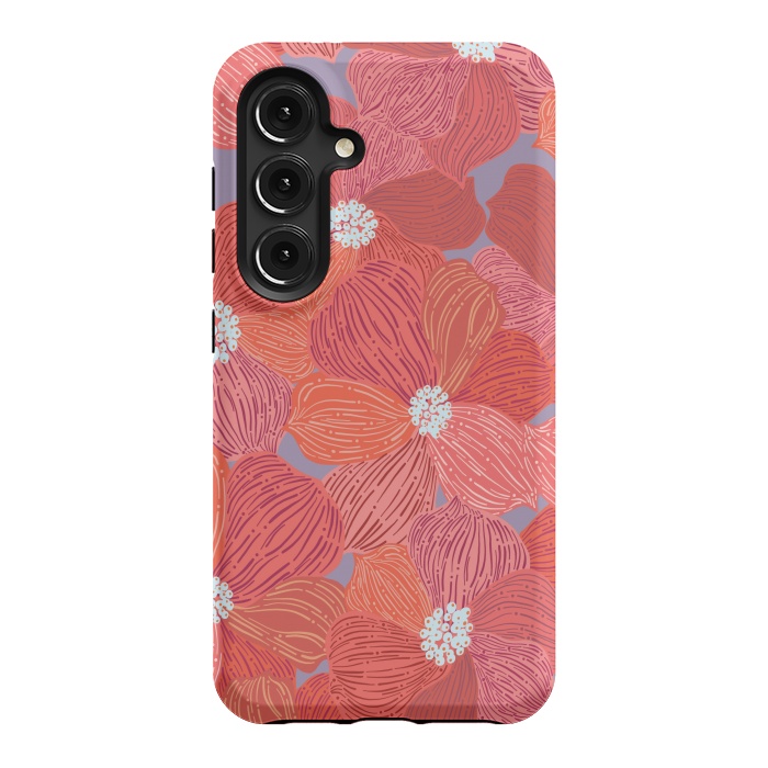 Galaxy S24 StrongFit Coral floral by Nina Leth