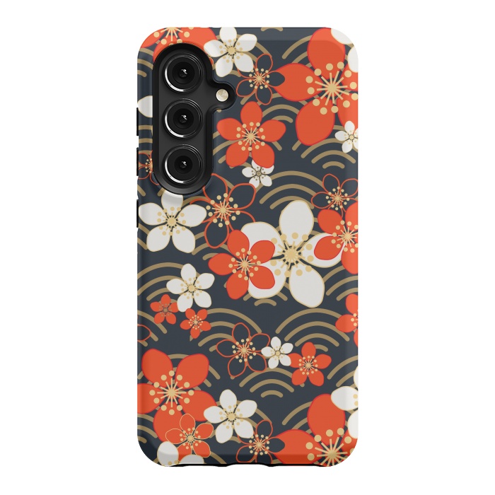 Galaxy S24 StrongFit white floral ethnic pattern 2  by MALLIKA