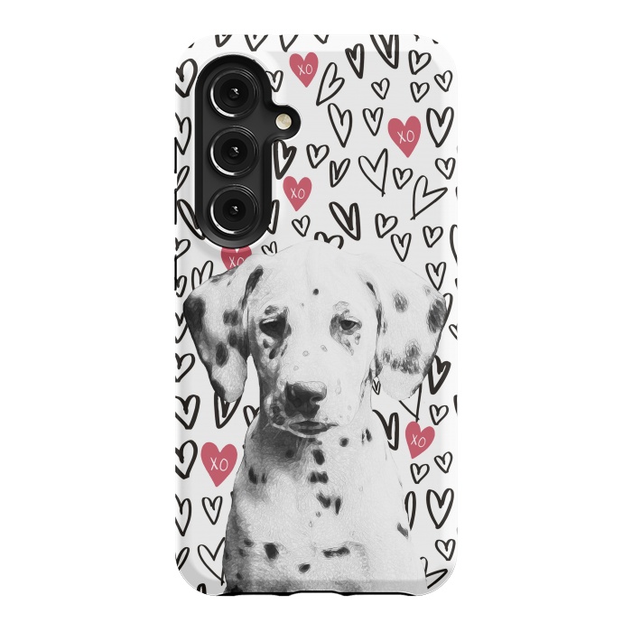 Galaxy S24 StrongFit Cute Dalmatian and hearts Valentine's day by Oana 