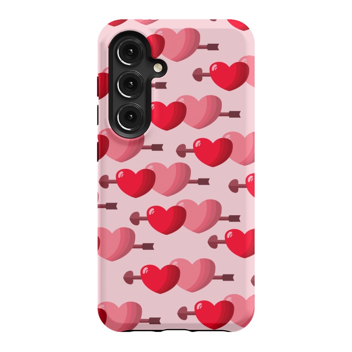 Galaxy S24 StrongFit pink red hearts pattern by MALLIKA