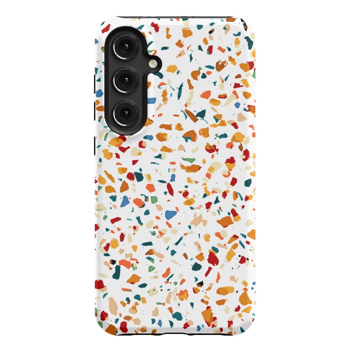 Galaxy S24 Plus StrongFit Tan Terrazzo | Eclectic Quirky Confetti Painting | Celebration Colorful Boho Happy Party Graphic  by Uma Prabhakar Gokhale